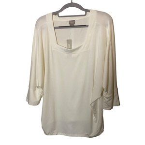 New Chico's Alabaster Square neck knit top 3/4th sleeve‎ Sz 2